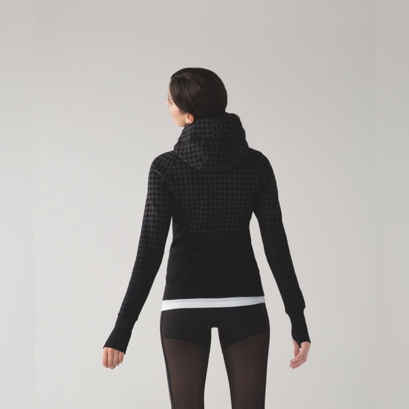 Lululemon Scuba Hoodie II Giant Houndstooth Dip Dye Deep Coal Black Size 4 - Picture 2 of 8